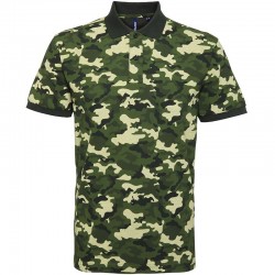 Plain Camo piqué polo Asquith & Fox 200 GSM